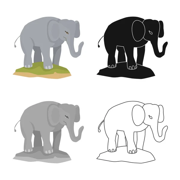 코끼리와 귀여운 기호의 벡터 디자인. 주식에 대한 코끼리와 아프리카 벡터 아이콘의 컬렉션. — 스톡 벡터