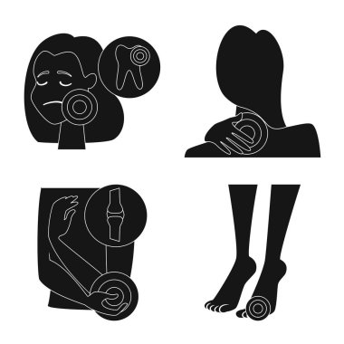 İlk ve yardım simge vektör çizimi. İlk ve hisse senedi için hastalık vektör simge kümesi.