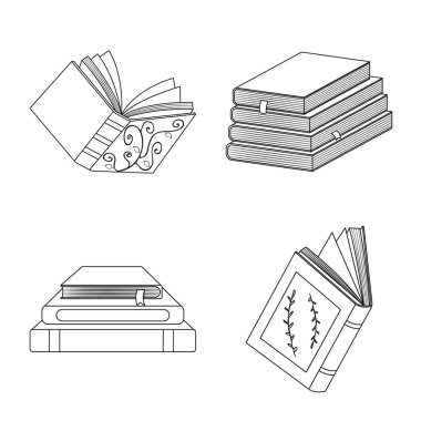 Çalışma ve edebiyat sembolü izole nesne. Çalışma ve kaynak stok vektör illüstrasyon koleksiyonu.
