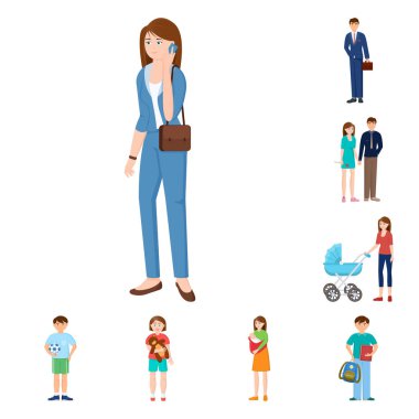 Ailenin izole nesnesi ve insanlar imzalar. Stok lar için aile ve avatar vektör simgesi kümesi.