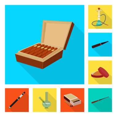 Duman ve istatistik sembolü vektör Illustration. Stok için duman ve stop vektör simgesi seti.