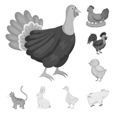 Çiftlik ve tarım logosu izole nesne. Stok için homestead ve mutfak vektör simgesi koleksiyonu.