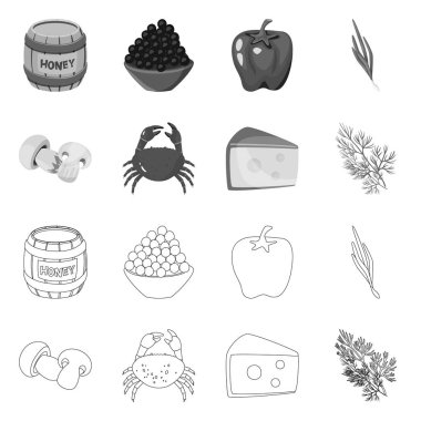 Tat ve ürün simgesini yalıtılmış nesne. Toplama tat ve hisse senedi simgesi web için pişirme.