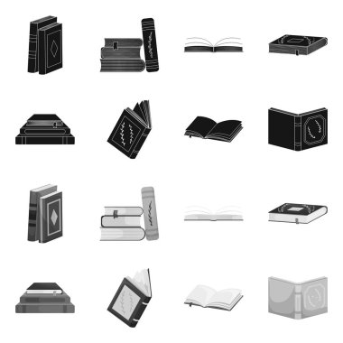 Eğitim ve kapak simge vektör tasarımı. Eğitim ve hisse senedi için kitapçı vektör simge kümesi.