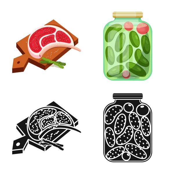 Diseño vectorial de cocina y señal de mar. Conjunto de cocina e ilustración vector de caldo de hornear . — Vector de stock