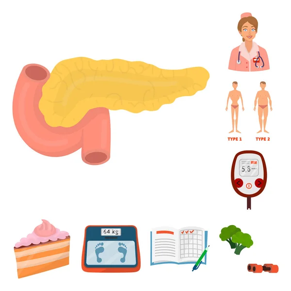 Vector illustratie van mellitus en diabetes pictogram. Set van mellitus en dieet voorraad vector illustratie. — Stockvector