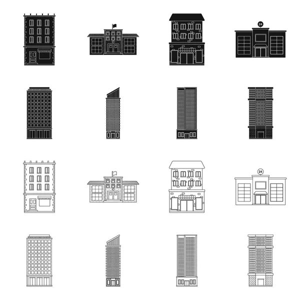 Conception vectorielle de l'icône municipale et centrale. Ensemble d'illustration vectorielle de stock municipal et immobilier . — Image vectorielle