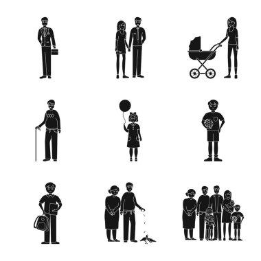 Yüz ve portre sembolüvektör illüstrasyon. Hisse senedi için yüz ve kişi vektör simgesi kümesi.