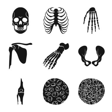 Biyolojinin izole nesnesi ve tıbbi ikon. Biyoloji ve iskelet stok vektör illüstrasyon koleksiyonu.