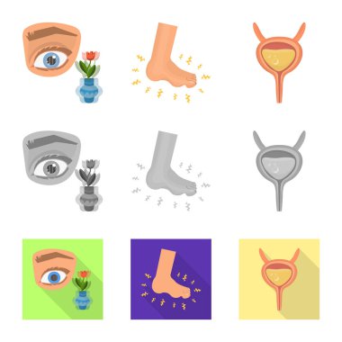 Diyet ve tedavi simge vektör Illustration. Hisse senedi için diyet ve tıp vektör simge topluluğu.