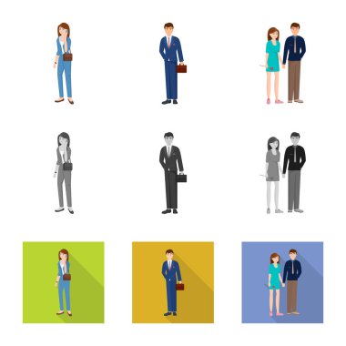 Vektör Illustration karakter ve avatar sembolü. Karakter ve portre hisse senedi simgesi için web topluluğu.
