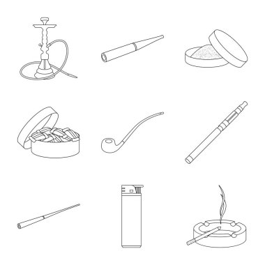 Sağlık ve nikotin simge vektör Illustration. Sağlık ve istatistik hisse senedi vektör çizim seti.