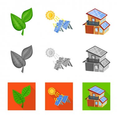 Yenilik ve teknoloji simge vektör tasarımı. Yenilik ve doğa hisse senedi simgesi web için set.