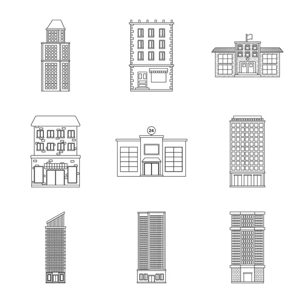 Objet isolé d'architecture et icône extérieure. Collection d'illustrations vectorielles d'architecture et de stock de la ville . — Image vectorielle