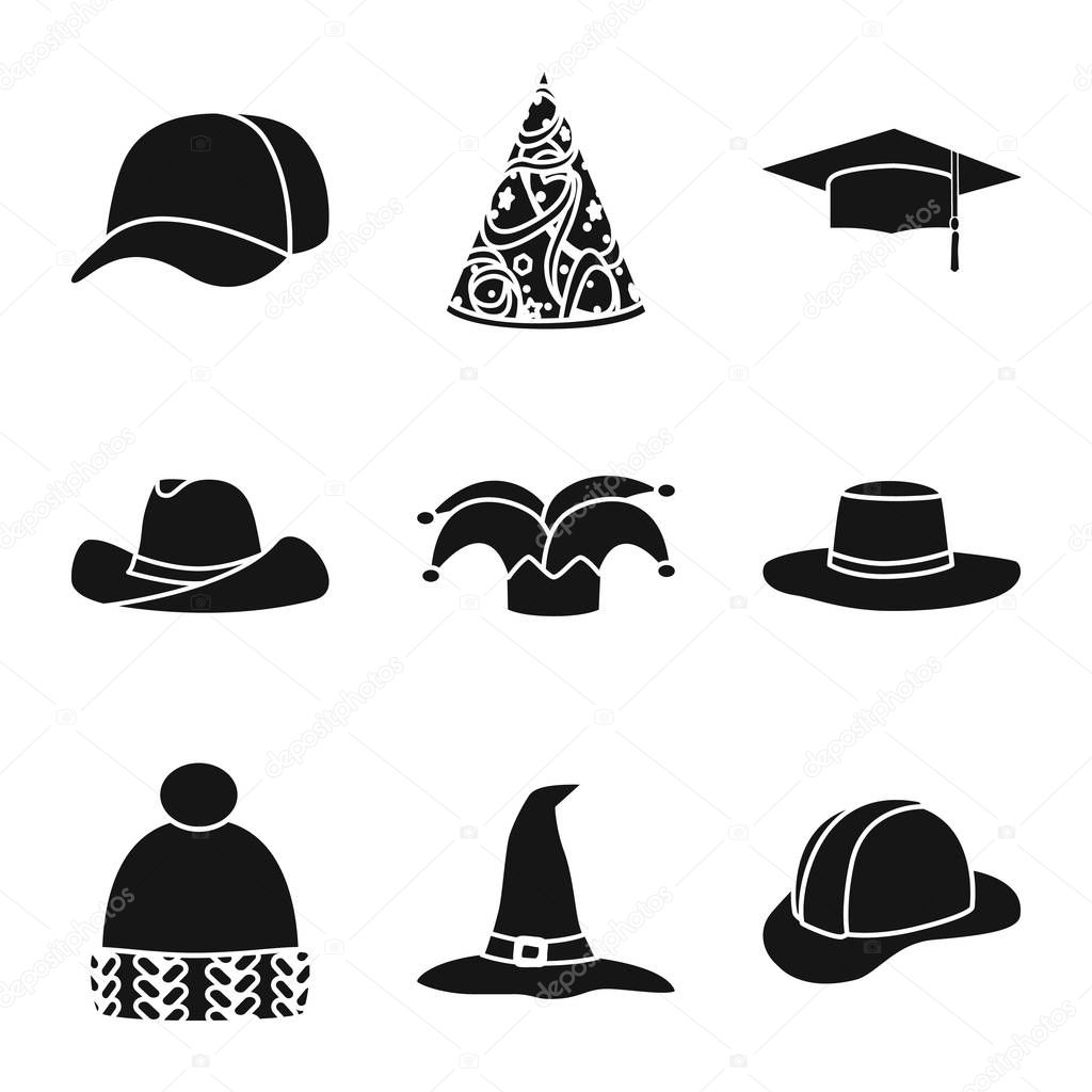 Vector illustration of beanie  and beret symbol. Collection of beanie  and napper vector icon for stock.