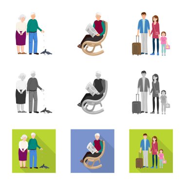 İzole işareti karakteri ve avatar nesne. Karakter ve portre hisse senedi vektör çizim seti.