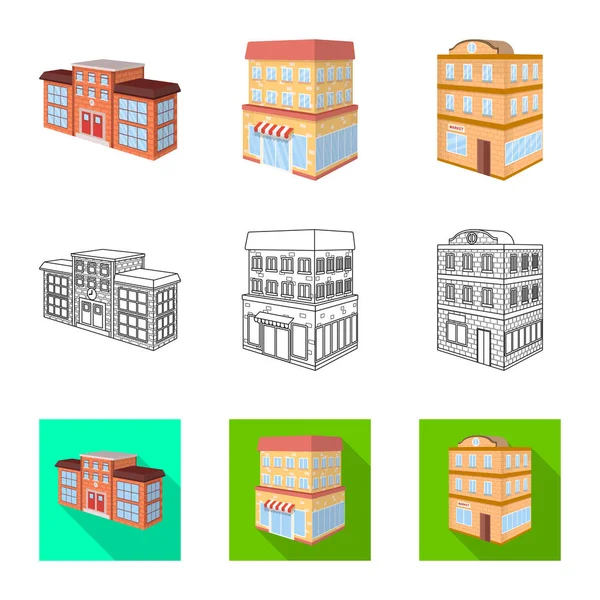 Isolé objet de construction et icône du bâtiment. Ensemble de construction et d'illustration vectorielle de stock immobilier . — Image vectorielle