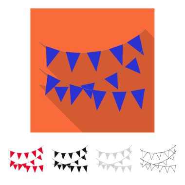 Bayrak ve ip simgesinin vektör tasarımı. Web için bayrak ve sahne stok sembolü koleksiyonu.