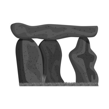 Taş ve monolit simgesinin vektör illüstrasyonu. Stok için taş ve tarih öncesi vektör simgesi koleksiyonu.