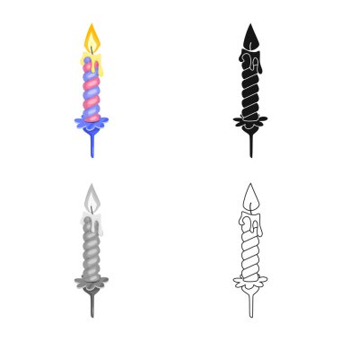 Mum ve doğum günü sembolü izole nesne. Stok için mum ve yanan vektör simgesinin toplanması.