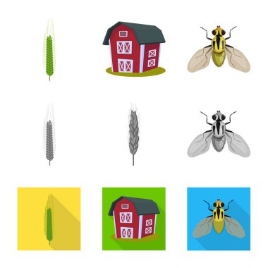 Tarım ve tarım simge vektör Illustration. Hisse senedi için Tarım ve bitki vektör simge kümesi.