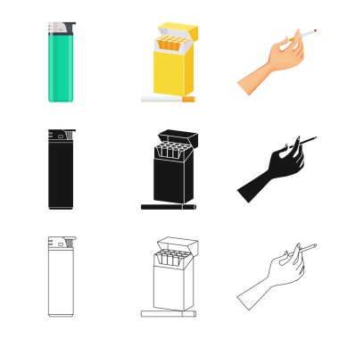 Çöp yalıtılmış nesne ve dur simgesi. Hisse senedi için çöp ve alışkanlık vektör simge topluluğu.