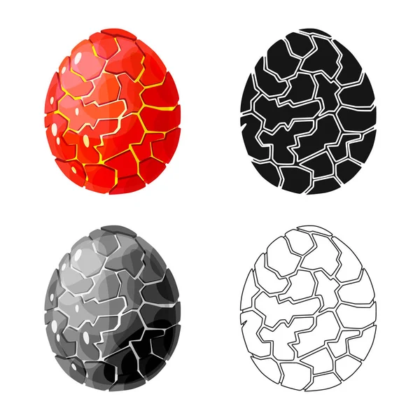 卵とドラゴンシンボルのベクトルイラスト。ウェブ用卵とマグマのストックシンボルのセット. — ストックベクタ
