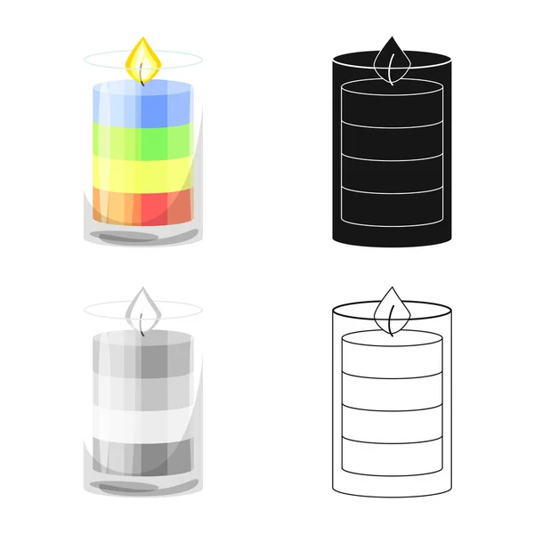 Illustrazione vettoriale di candela e segno di vetro. Raccolta di candele e romantico stock vector illustrazione . — Vettoriale Stock