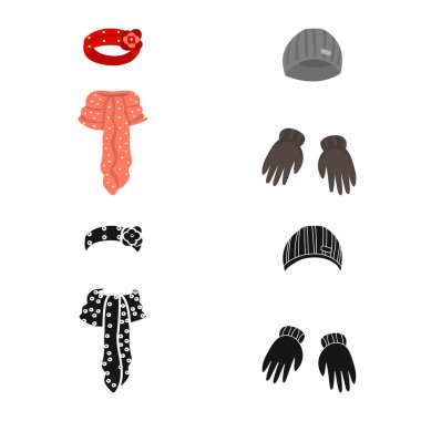 Giysi ve doku yalıtılmış nesne imzala. Elbiselerini ayarla ve stok vektör çizim hava.