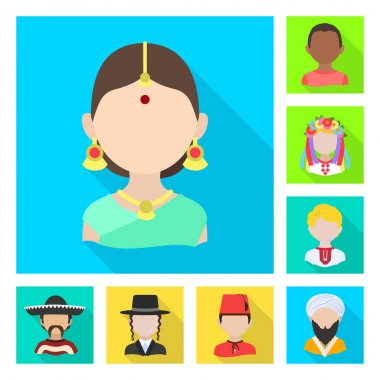 Ulus ve yarış simgesinin vektör Illustration. Hisse senedi için ulus ve Kullanıcı vektörü simgesi kümesi.