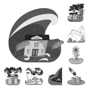 Doğanın izole nesnesi ve kıyamet işareti. Web için doğa ve çevre stok sembolü kümesi.