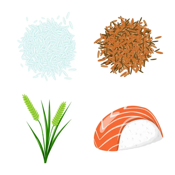 Objet isolé de nourriture et logo bio. Illustration vectorielle de l'ensemble des stocks alimentaires et agricoles . — Image vectorielle