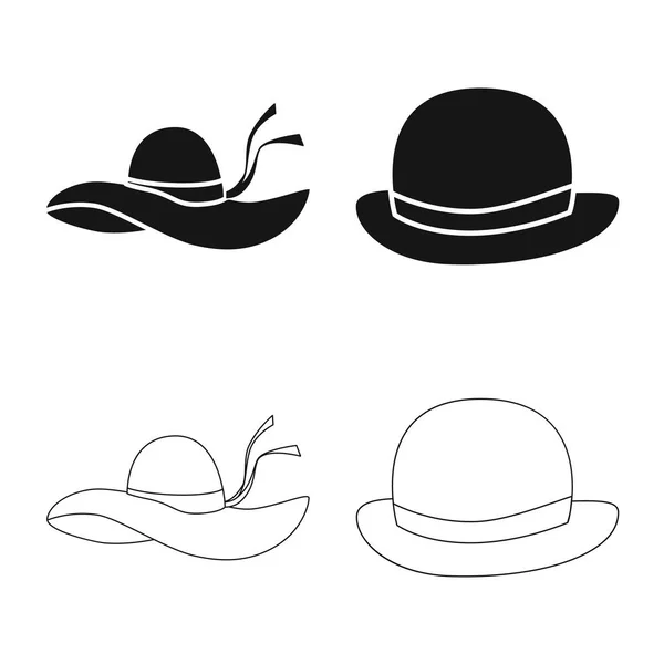 服と帽子のシンボルのベクター デザイン。Web 用の服とベレー帽の銘柄記号のコレクション. — ストックベクタ