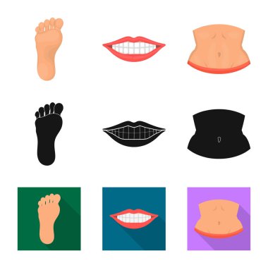 Vücudun illüstrasyon vektör ve işareti bölüm. Vücut ve anatomi hisse senedi simgesi için web topluluğu.