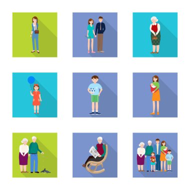 Nesil ve mutlu logo izole nesne. Web için nesil ve avatar stok sembolü koleksiyonu.