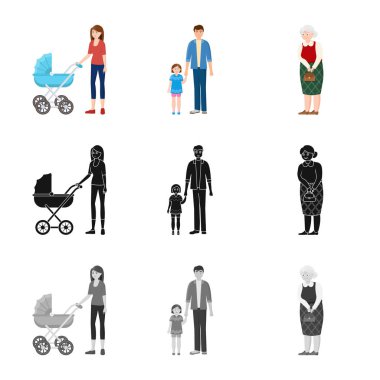 Karakter ve avatar simge vektör tasarımı. Karakter ve portre hisse senedi vektör çizim topluluğu.