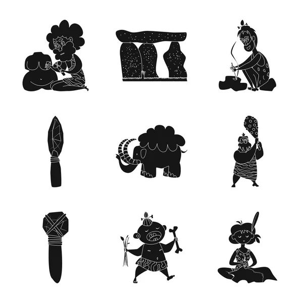 Diseño vectorial de sapiens e icono de desarrollo. Colección de sapiens y símbolo de stock de edad para web . — Vector de stock