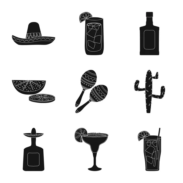 Oggetto isolato di carnevale e icona nazionale. Set di illustrazione vettoriale di carnevale e tequila . — Vettoriale Stock