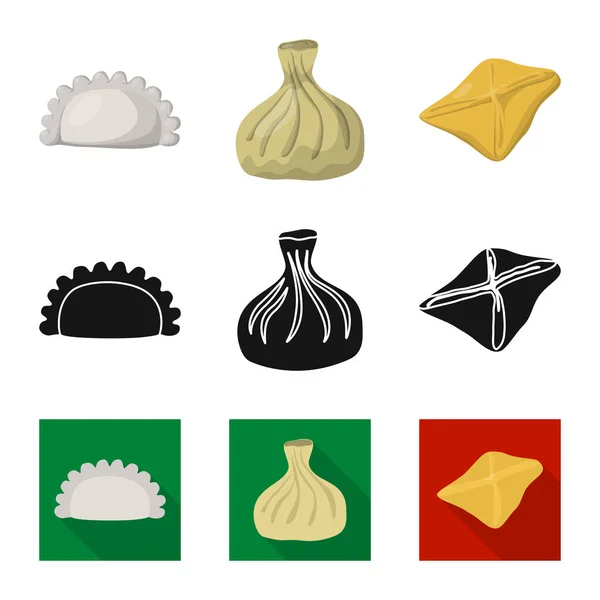 Objeto isolado de produtos e logotipo de cozinha. Conjunto de produtos e aperitivo estoque vetor ilustração . — Vetor de Stock