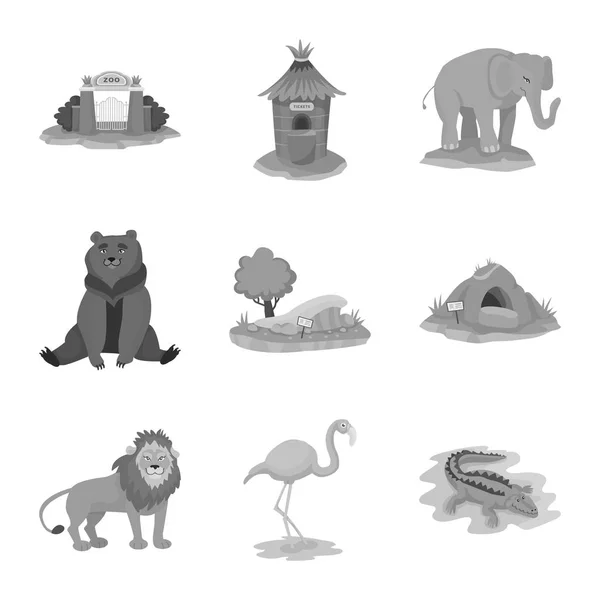 Conception vectorielle du zoo et du panneau de parc. Ensemble de zoo et icône vectorielle animale pour stock . — Image vectorielle