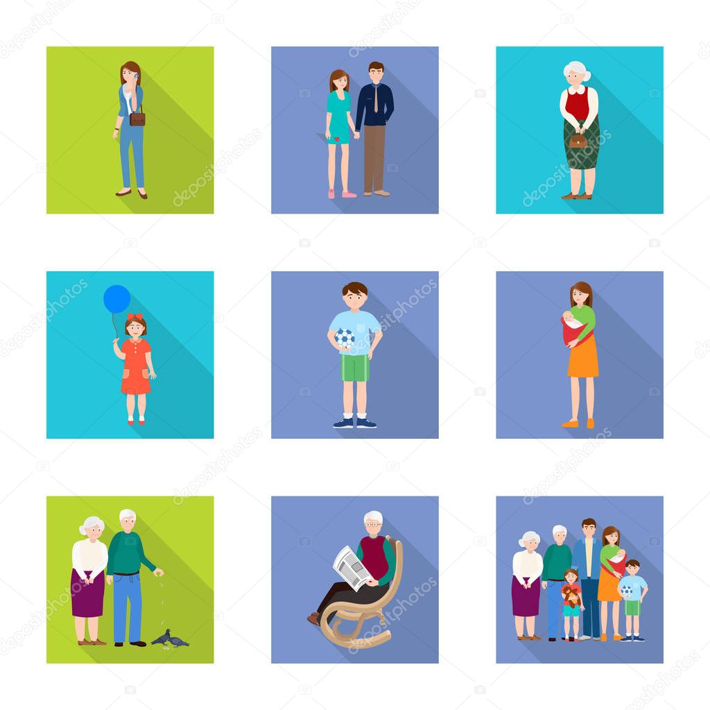 Vector design of generation  and happy  icon. Set of generation  and avatar  stock vector illustration.