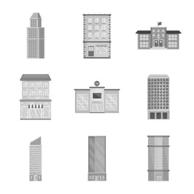 İnşaat ve şehir simgesi vektör illüstrasyon. Web için inşaat ve merkezi stok sembolü seti.