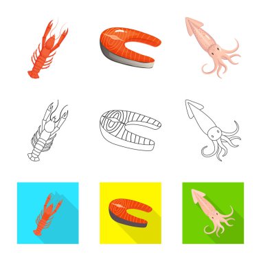 Taze ve Restoran simgesi yalıtılmış nesne. Taze ve deniz hisse senedi vektör çizim seti.