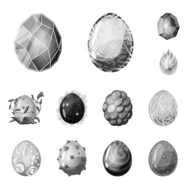 Canavar ve fantezi simgesi izole nesne. Stok için canavar ve büyük vektör simgesi seti.