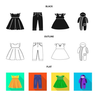 Moda ve giysi simge vektör Illustration. Moda ve pamuk stok vektör çizim topluluğu.