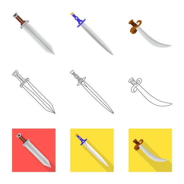 Векторная иллюстрация игры и символа брони. Набор игрового и ножевого знака для веб . — стоковый вектор