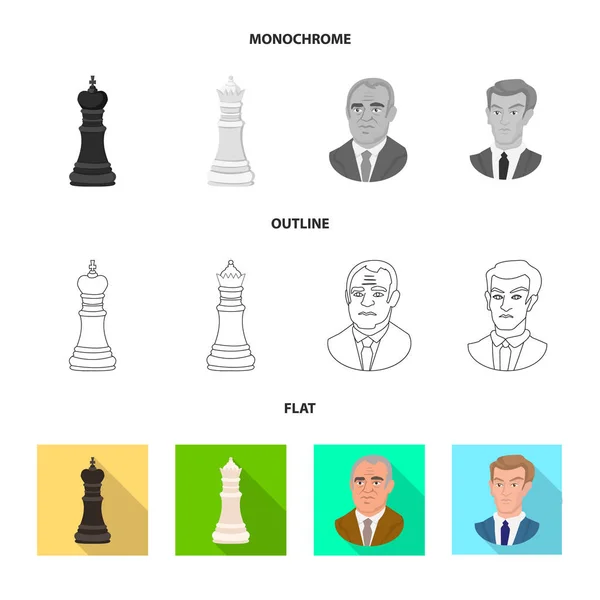 Design vettoriale di scacco matto e icona sottile. Set di scacco matto e illustrazione vettoriale dello stock target . — Vettoriale Stock