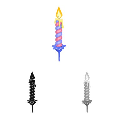 Mum ve doğum günü logosu vektör illüstrasyon. Stok için mum ve yanan vektör simgesi nin seti.