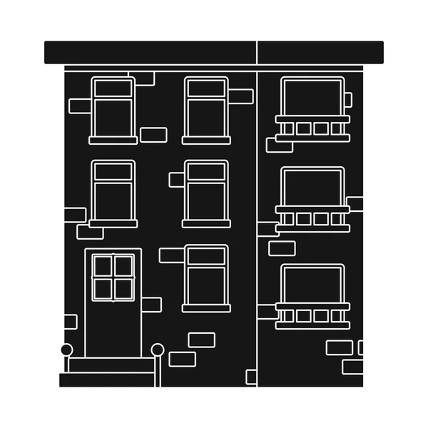 Vector illustration of house and brick   icon. Set of house and police vector icon for stock. — Stock Vector