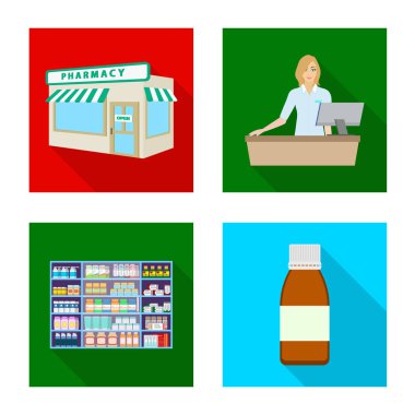 Hastane nin izole nesne ve yardım logosu. Web için hastane ve sağlık stok sembolü seti.